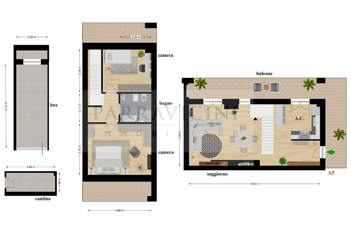 Appartamento in duplex con balcone e box