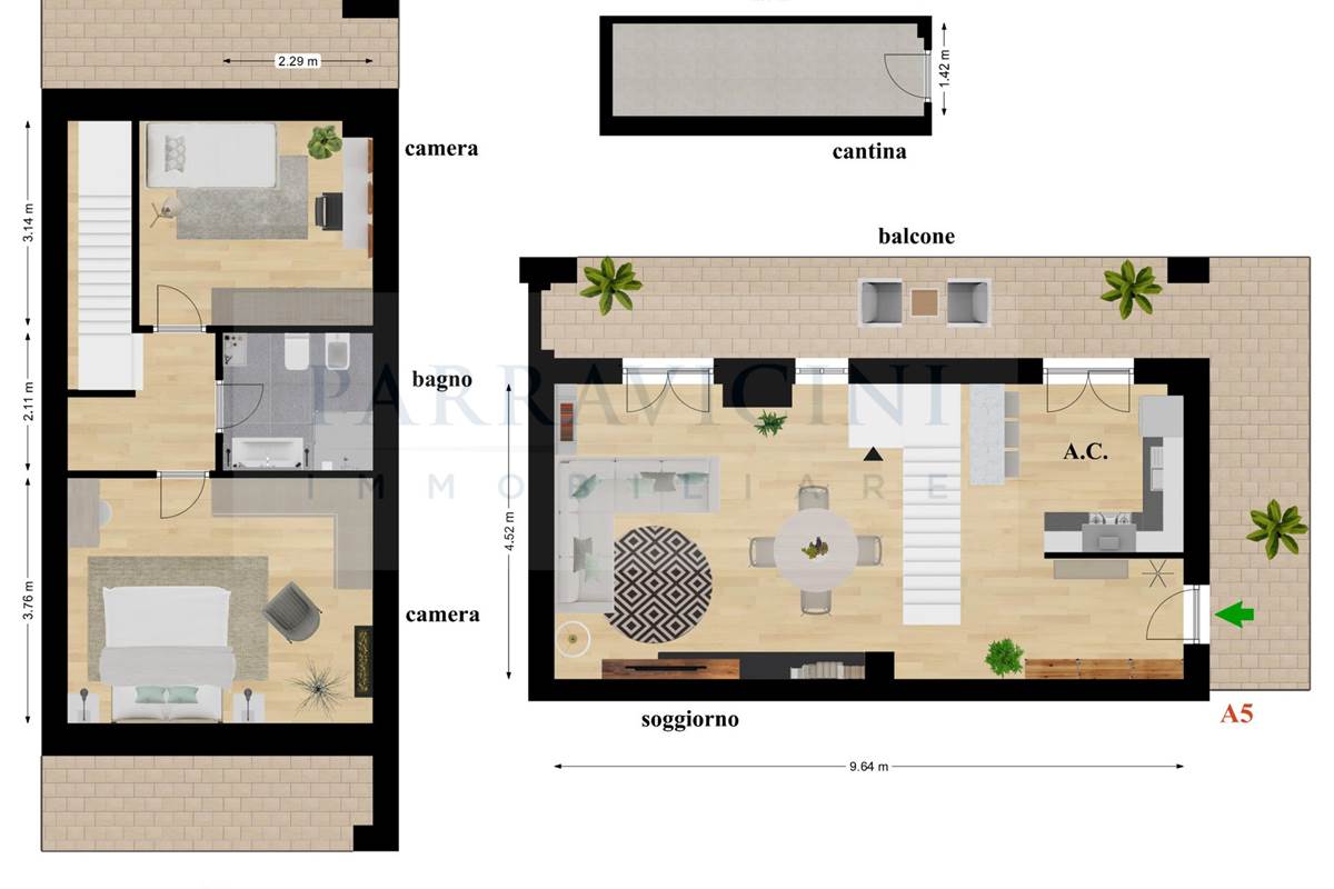 Appartamento in duplex con balcone e ampia cantina