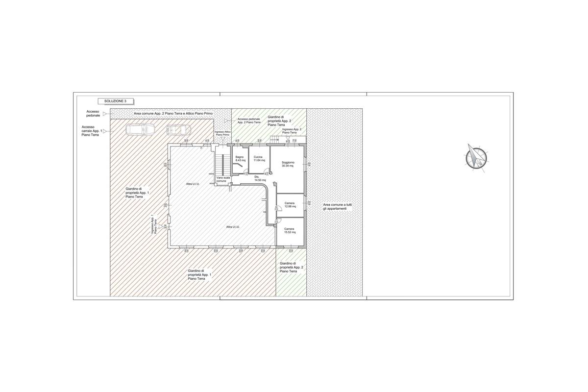 Elegante trilocale con giardino in villa con box 