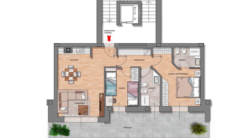 A/2 - Elegante trilocale con terrazzo 
