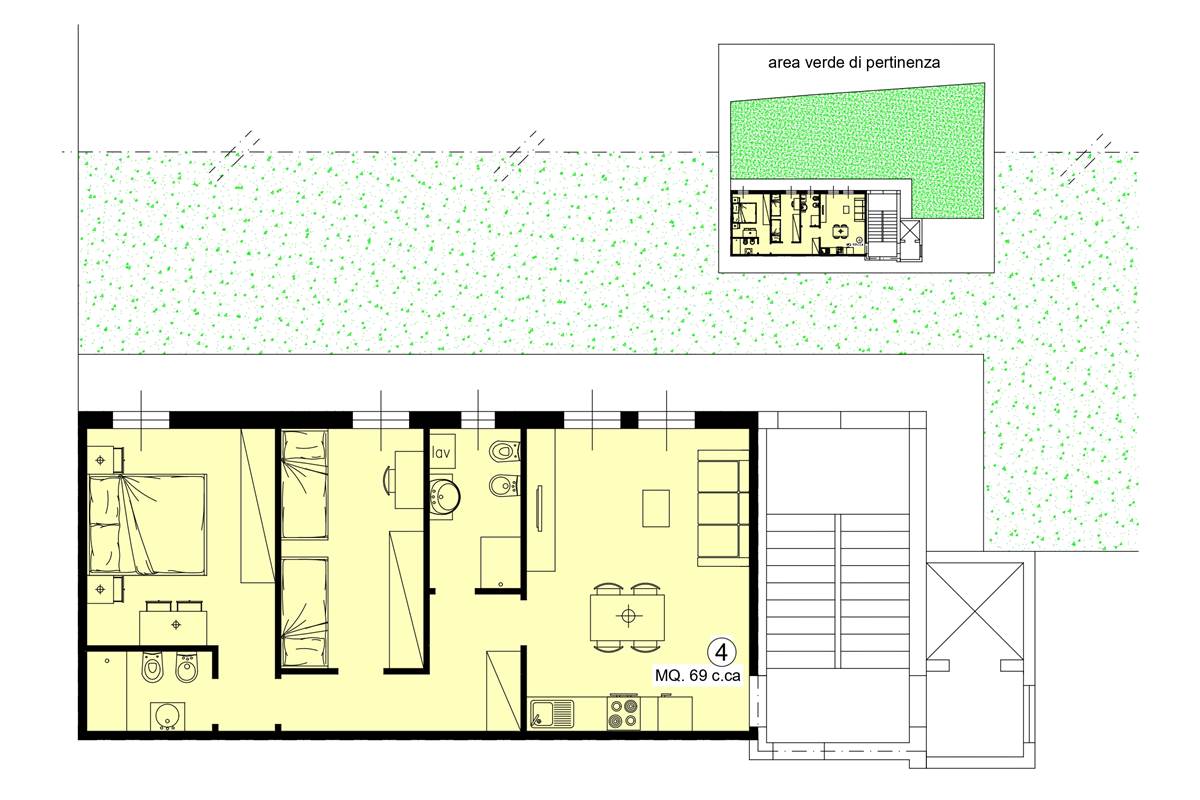 LENTATE SUL SEVESO NUOVO TRILOCALE CON GIARDINO.