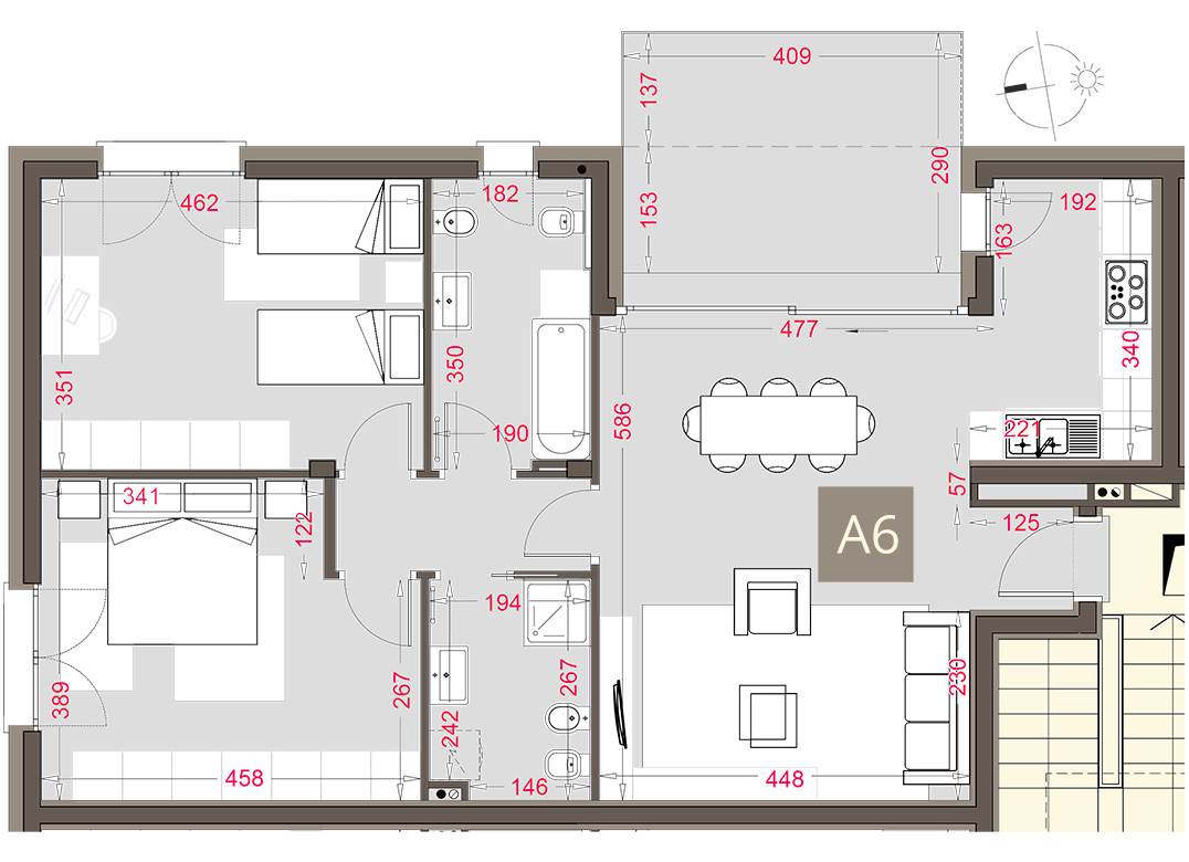 BEREGAZZO NUOVO TRILOCALE CON BALCONE