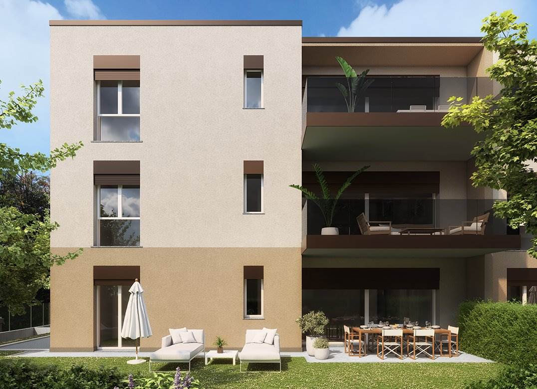 LOMAZZO NUOVO TRILOCALE CON GIARDINO E BOX