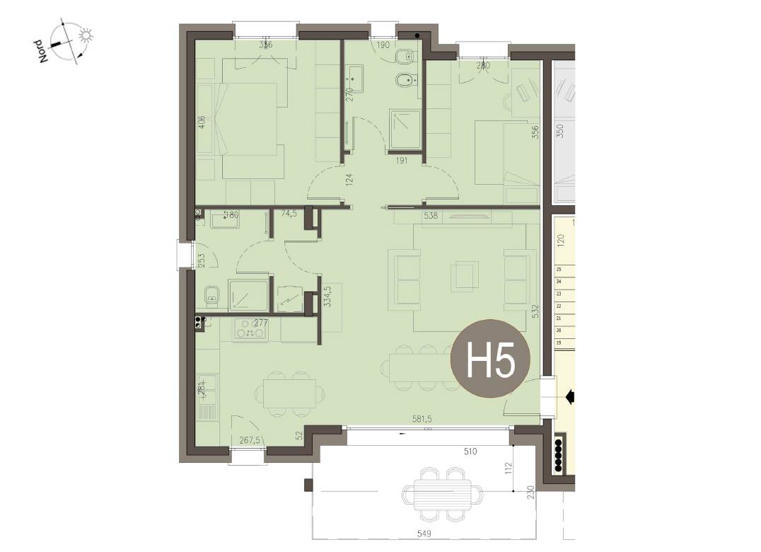 ALSERIO NUOVO TRILOCALE CON TERRAZZO