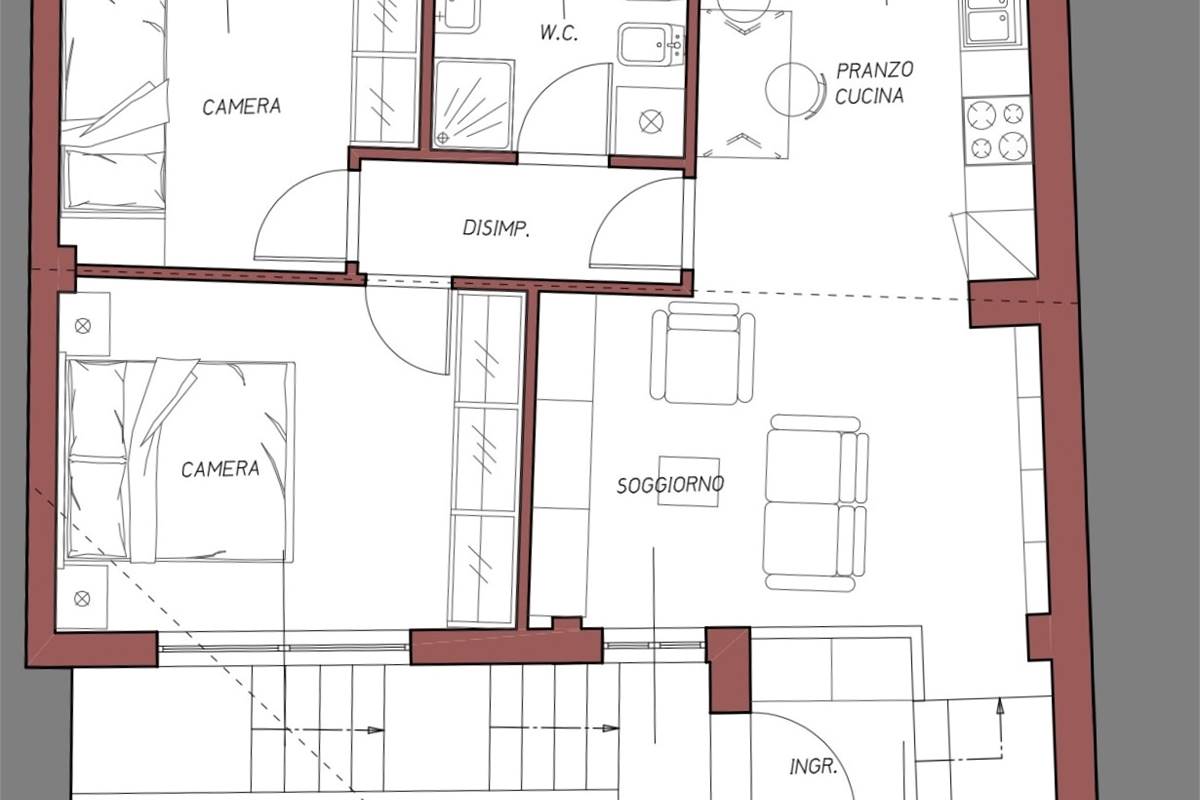 LOMAZZO MANERA NUOVO TRILOCALE PIANO PRIMO CON BOX