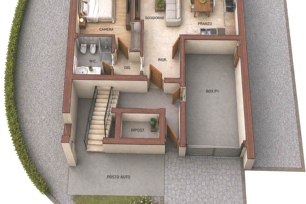 LOMAZZO MANERA NUOVO BILOCALE  IN CORTE CON POSTO AUTO