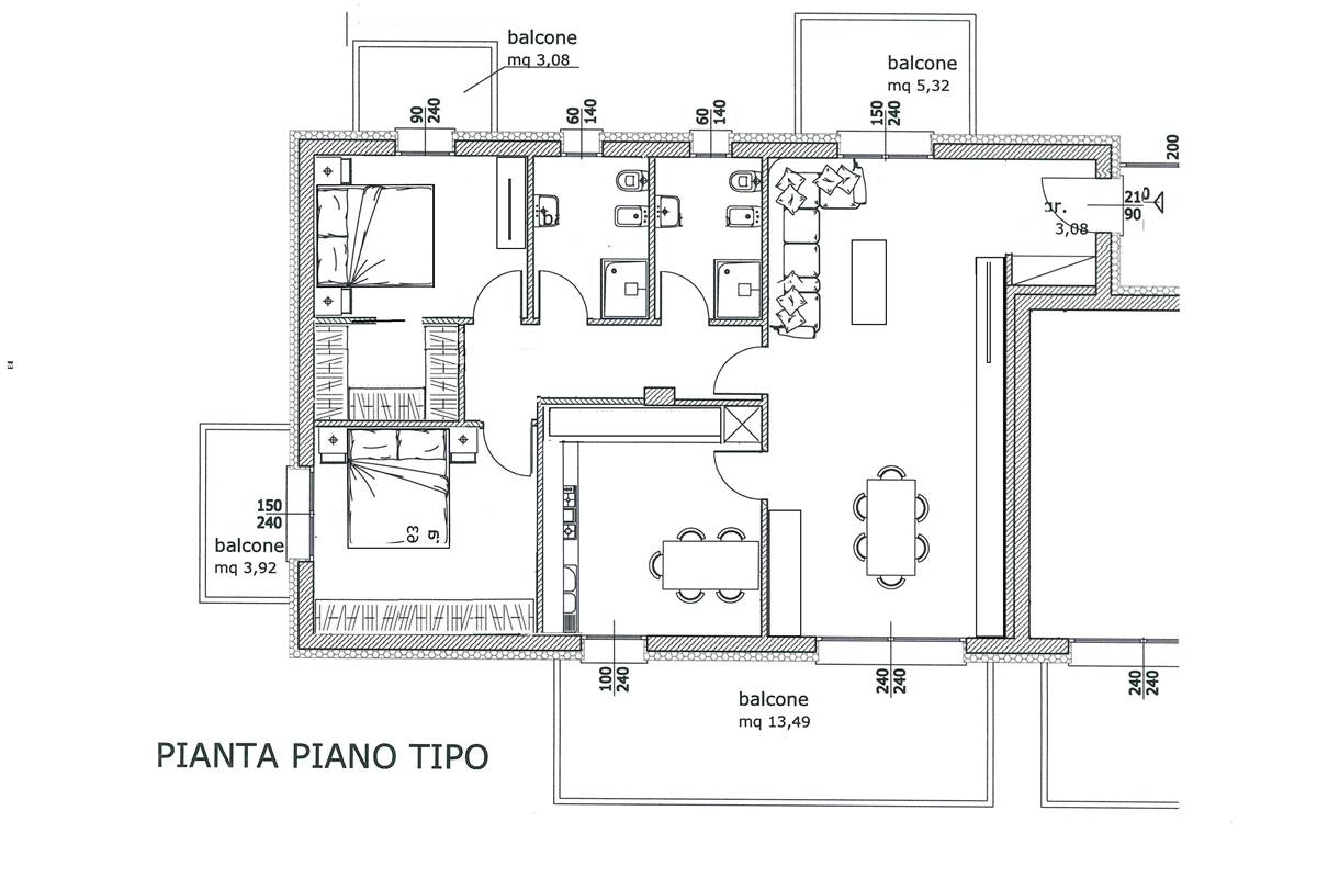 trilocale con cabina armadio