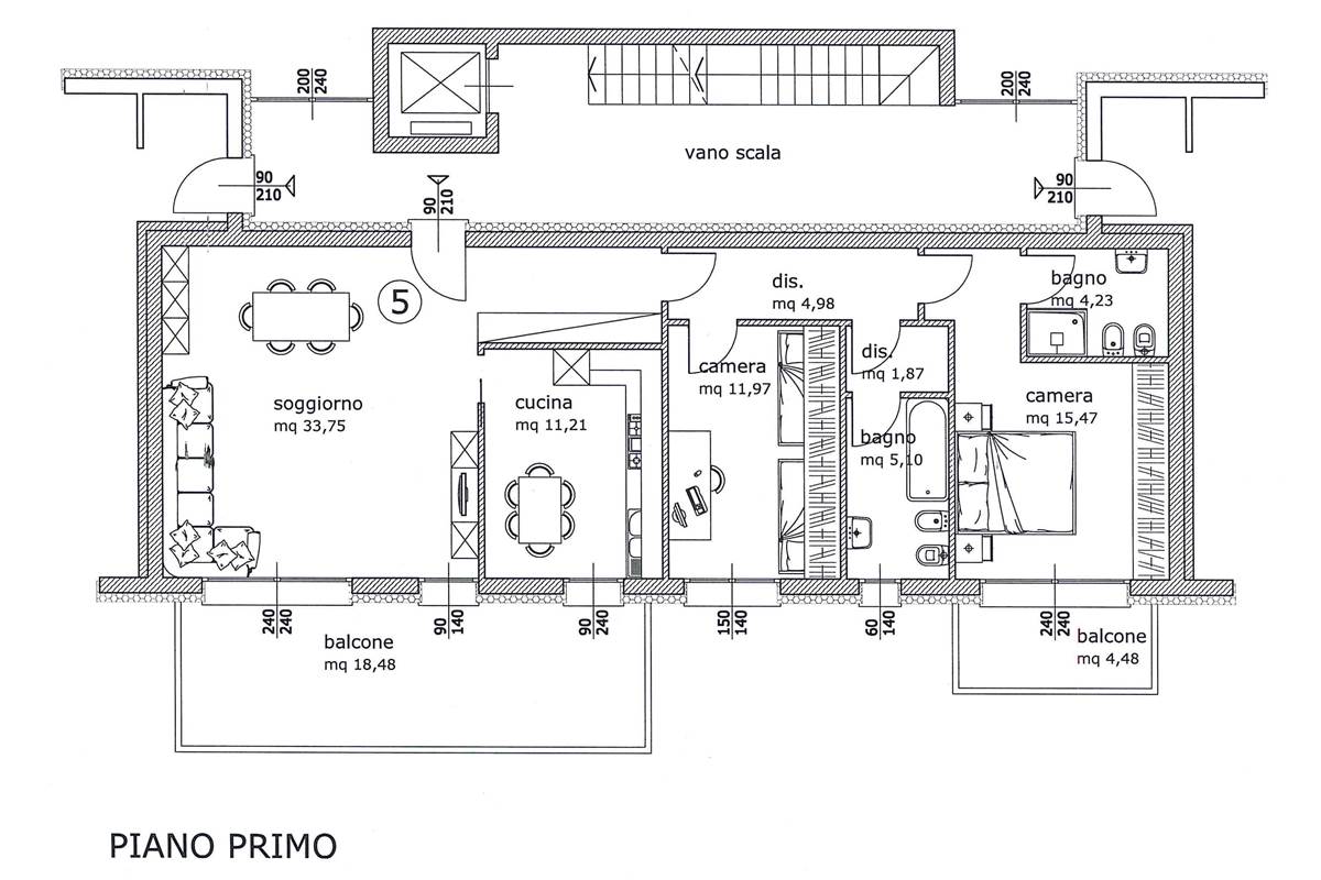 trilocale con cucina abitabile