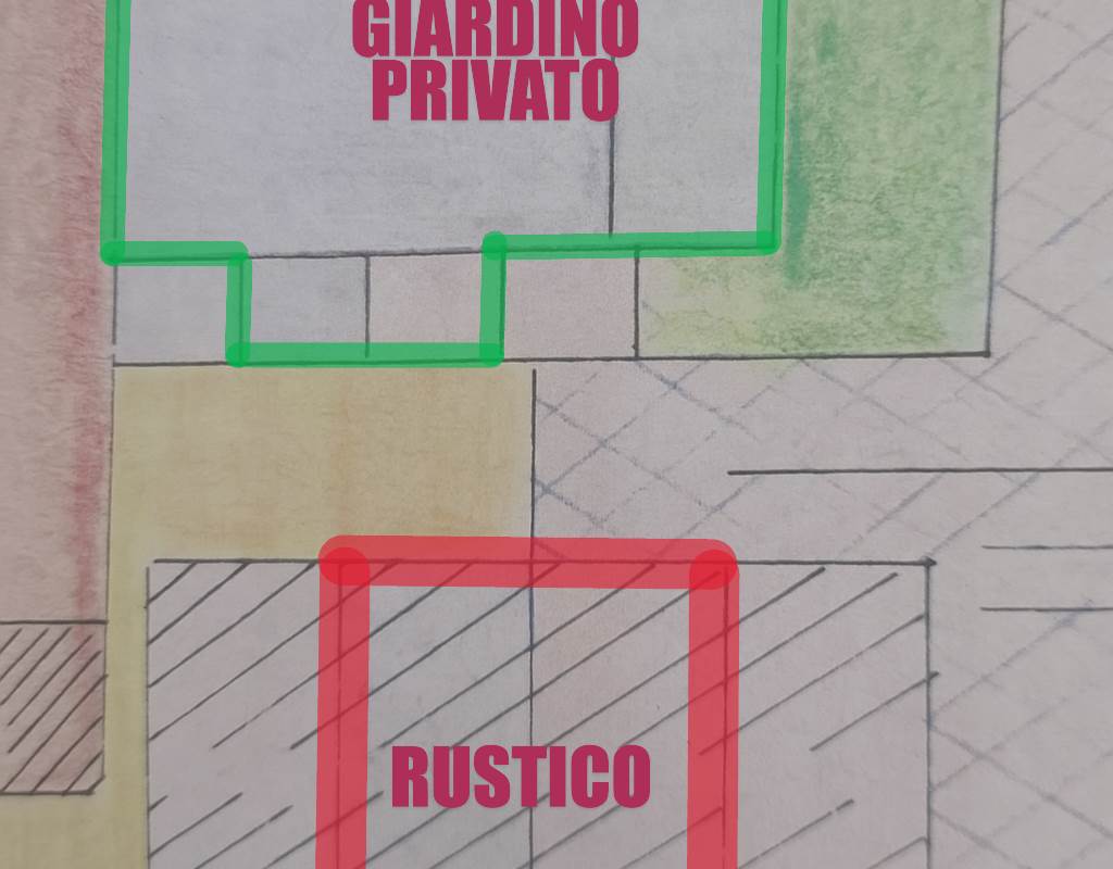 in vendita area rossa fabbricato e verde giardino