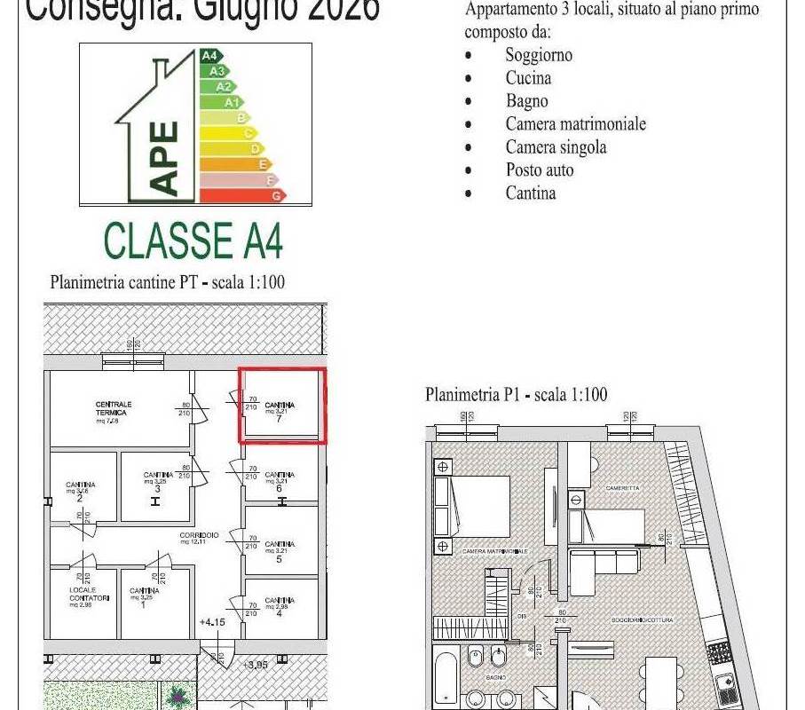 CANTU' nuovi TRILOCALI con cantina e posto auto