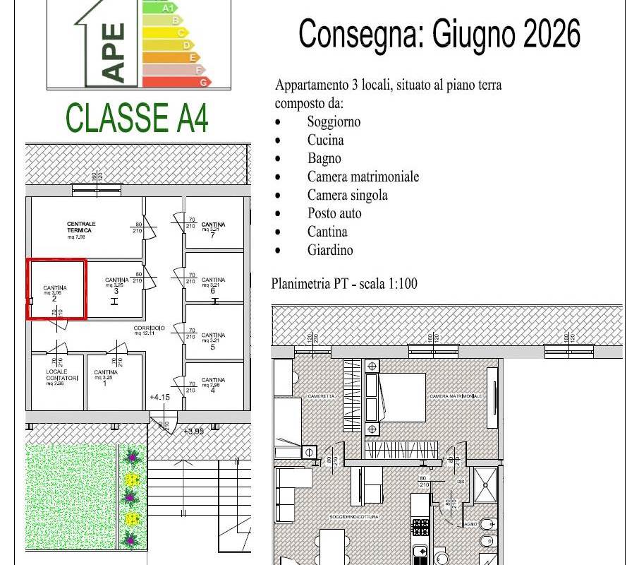 CANTU' nuovi TRILOCALI con giardino e posto auto