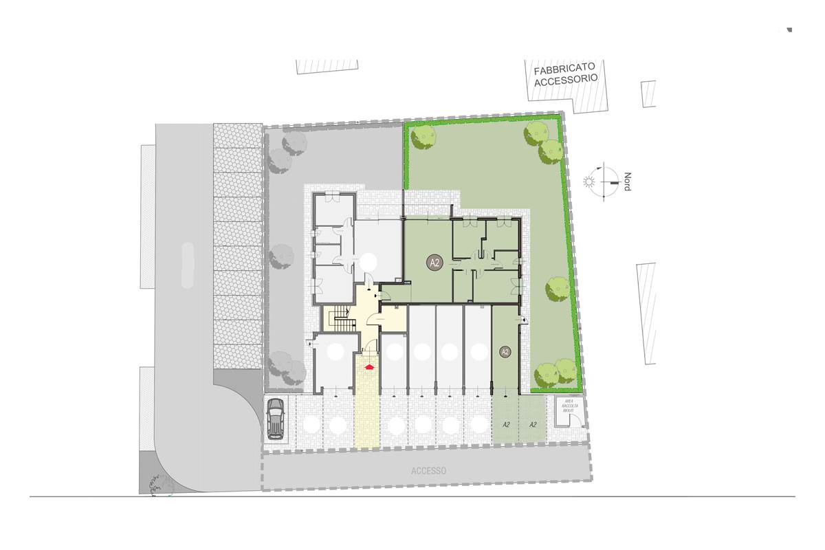 Nuovo quadrilocale con giardino e box