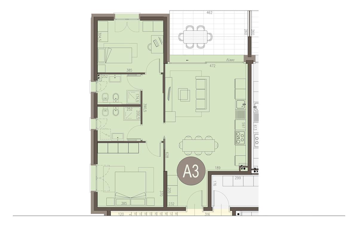 Nuovo trilocale ultimo piano con terrazzo e box